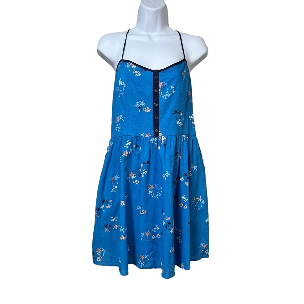 Lauren Conrad Beach Blue Palm Trees Vacation Dress size 14